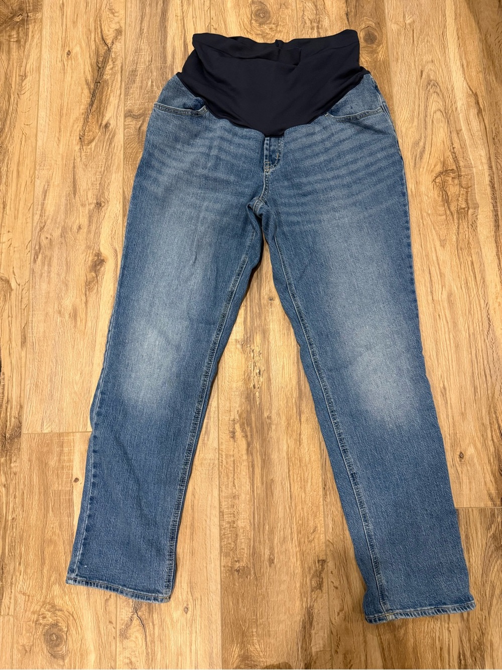 Old Navy Blue Straight-Leg Maternity Boyfriend
